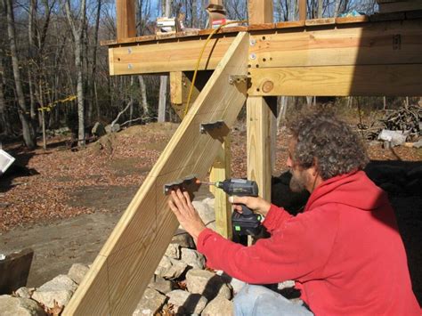 build stairs using metal angle brackets and wood stringers|bracketed deck stair framing.